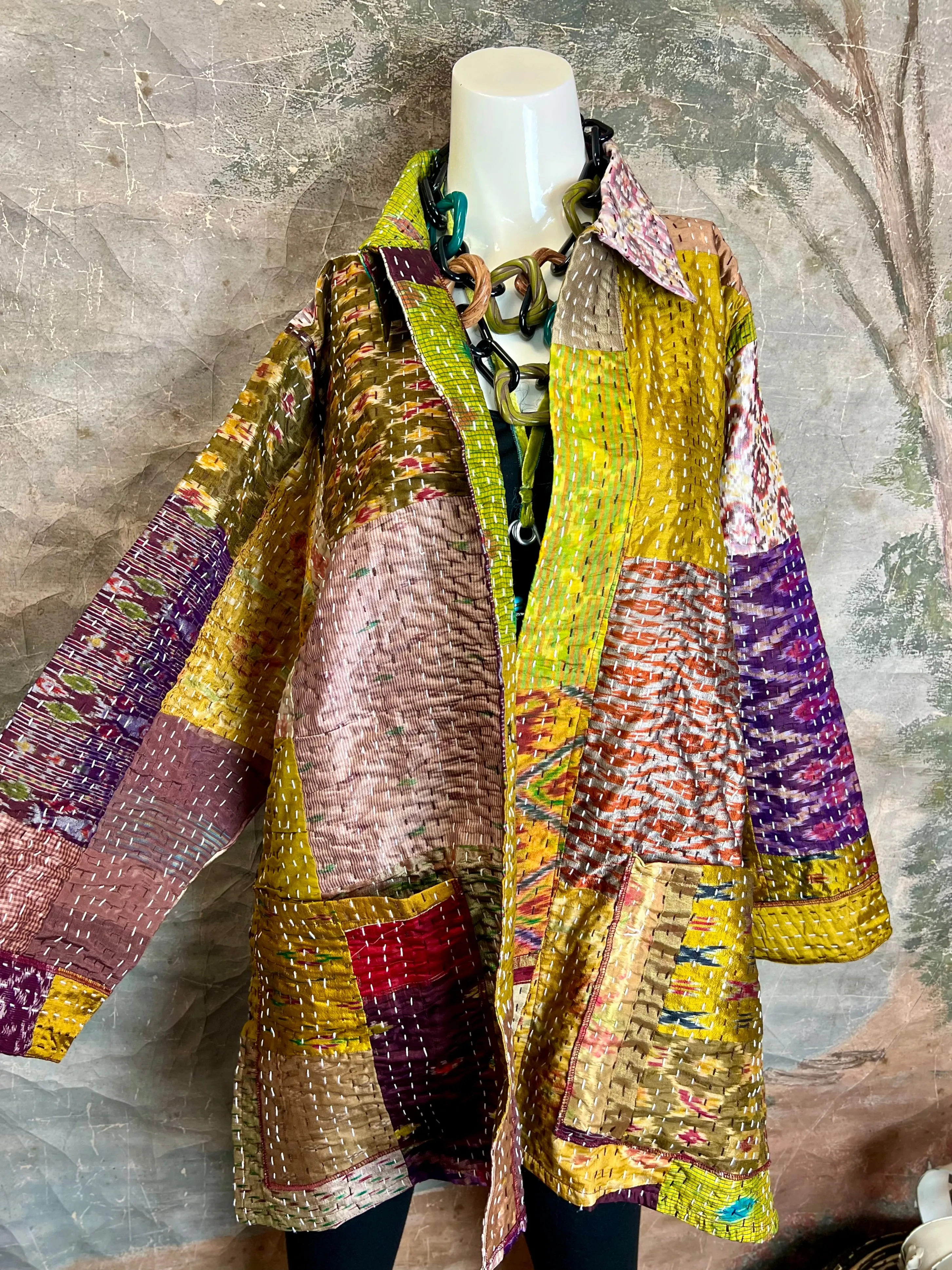 5683J Kantha/Vintage Kimono JKT-Plumy Mix