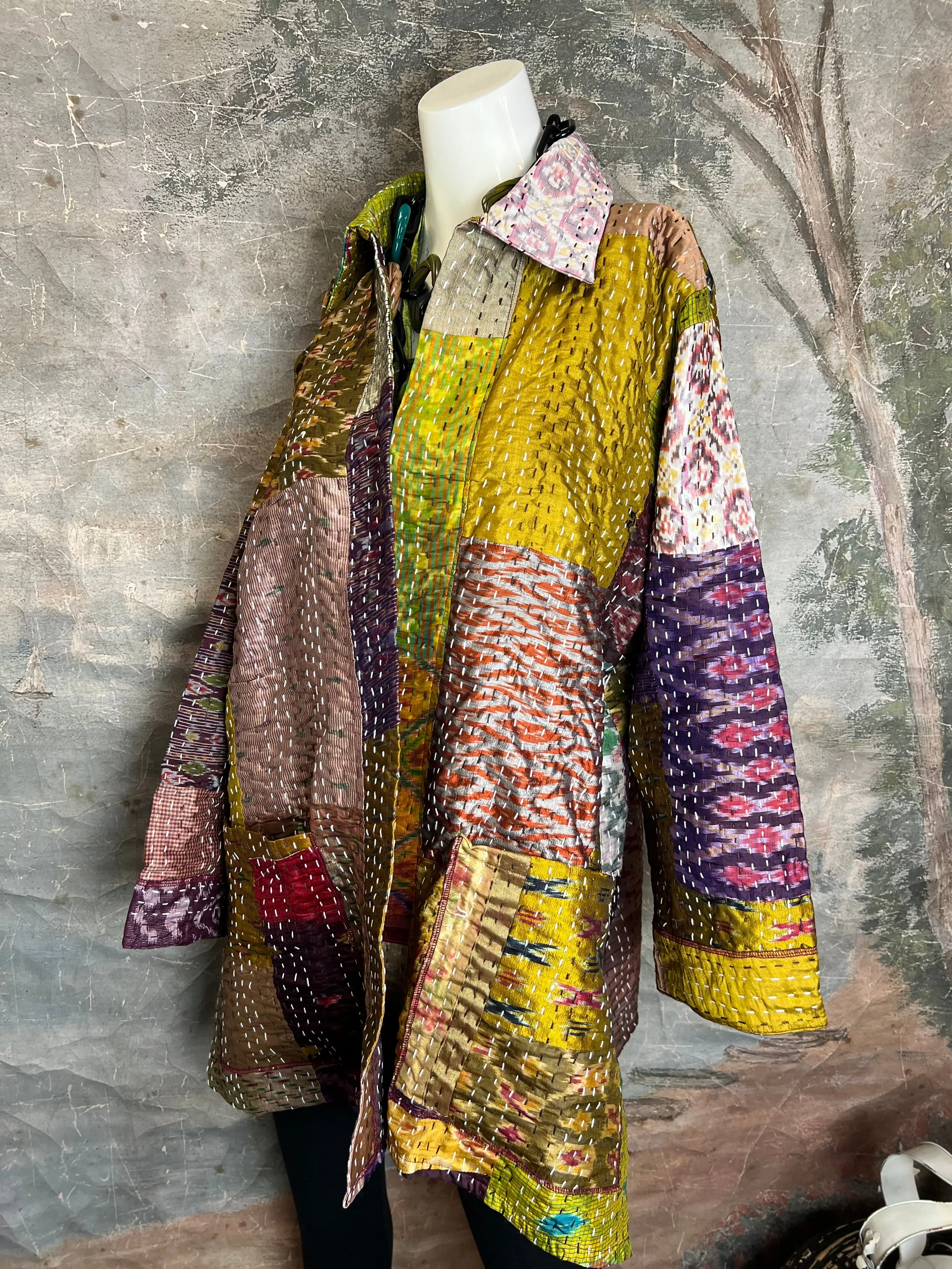 5683J Kantha/Vintage Kimono JKT-Plumy Mix