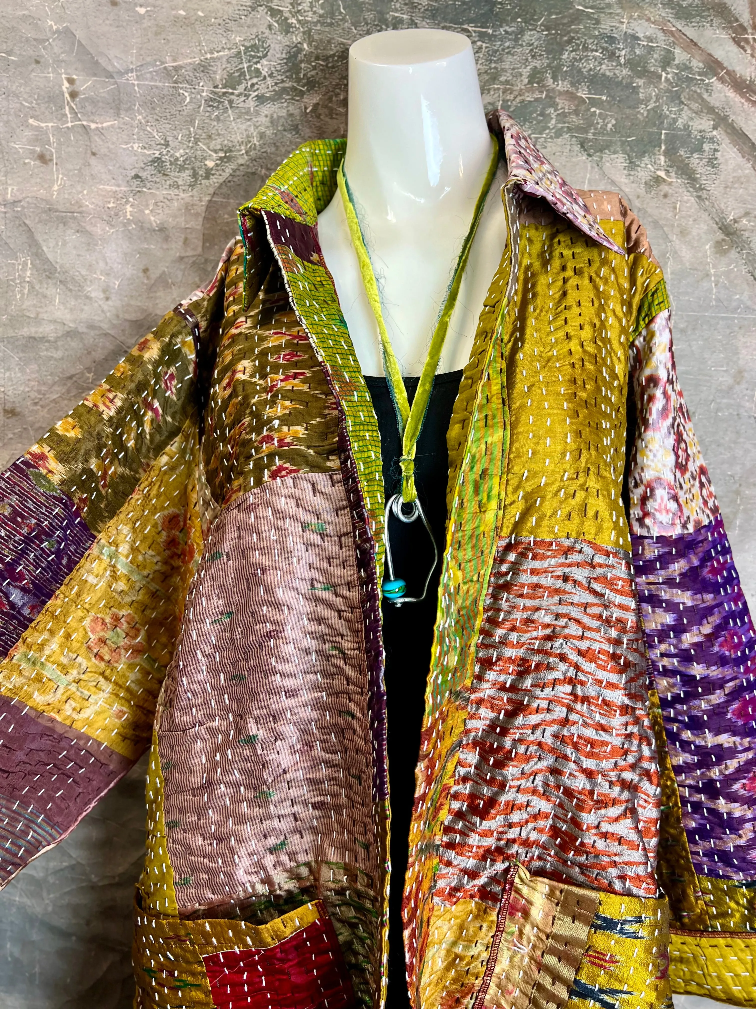 5683J Kantha/Vintage Kimono JKT-Plumy Mix