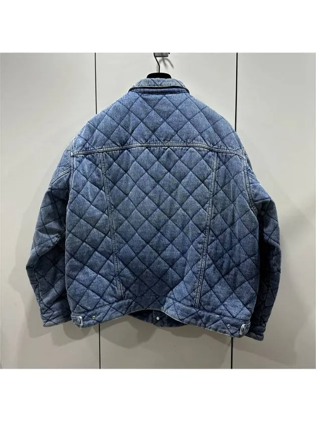 Balenciaga 46 Men s Jacquard Oversized Quilted Padded Denim Trucker Jacket