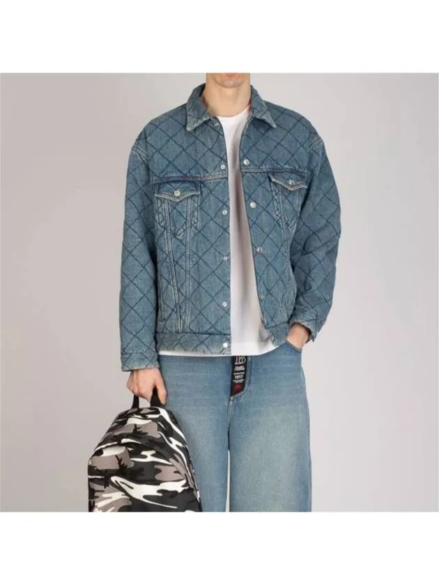 Balenciaga 46 Men s Jacquard Oversized Quilted Padded Denim Trucker Jacket
