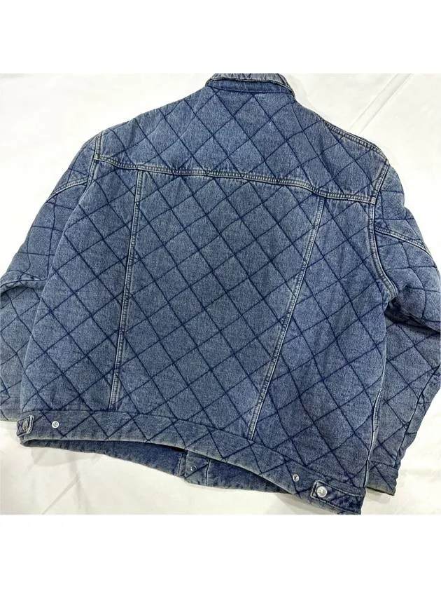 Balenciaga 46 Men s Jacquard Oversized Quilted Padded Denim Trucker Jacket
