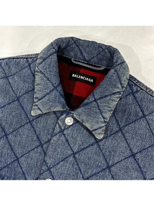 Balenciaga 46 Men s Jacquard Oversized Quilted Padded Denim Trucker Jacket