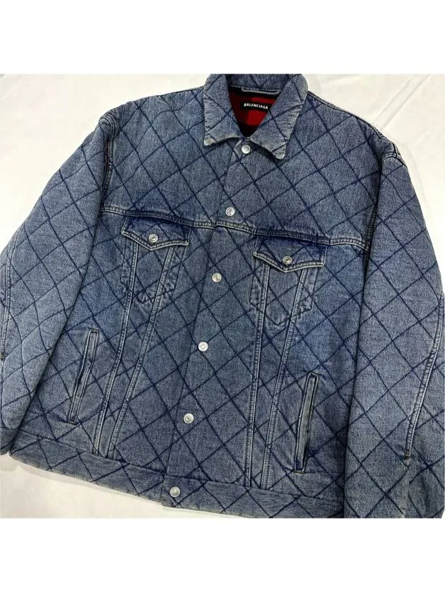 Balenciaga 46 Men s Jacquard Oversized Quilted Padded Denim Trucker Jacket