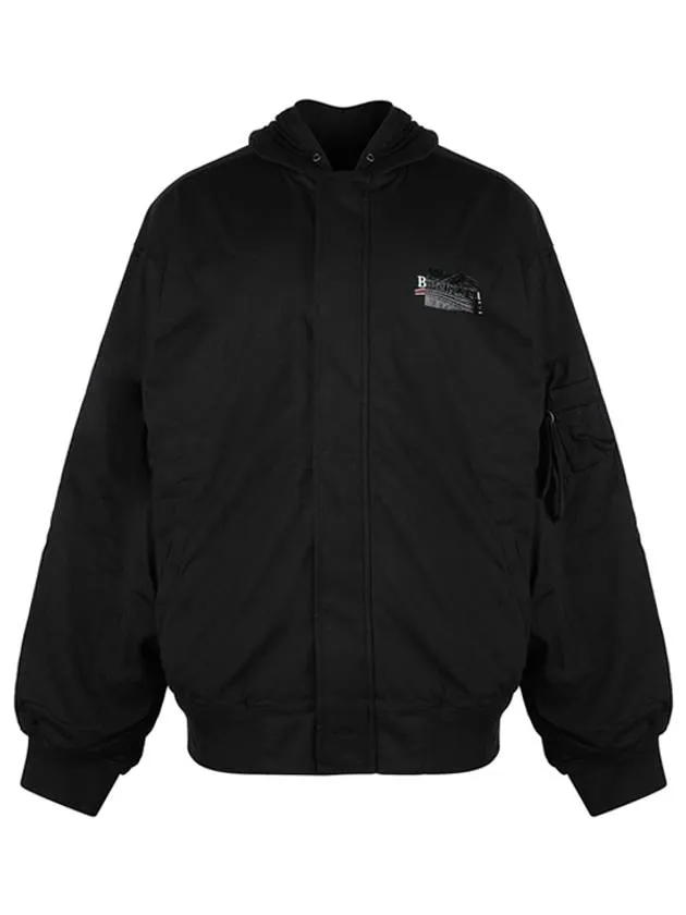 Balenciaga Gaffer Padded Cotton Bomber Jacket Black