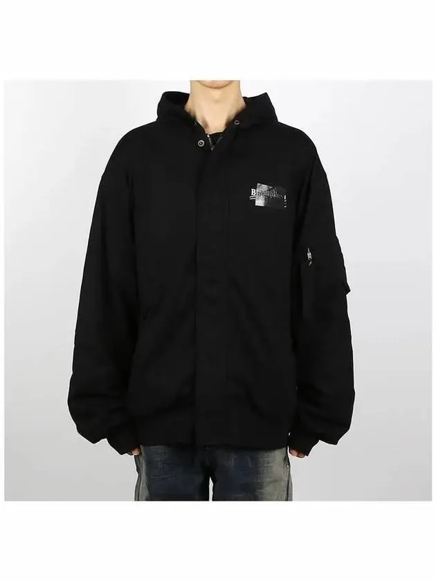 Balenciaga Gaffer Padded Cotton Bomber Jacket Black