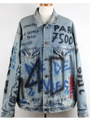 Balenciaga Graffiti logo denim jacket 50 100 105