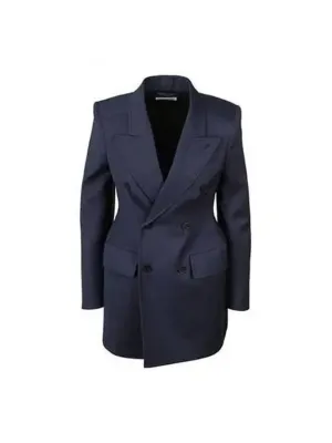 Balenciaga Hourglass Double Breasted Blazer Jacket Navy