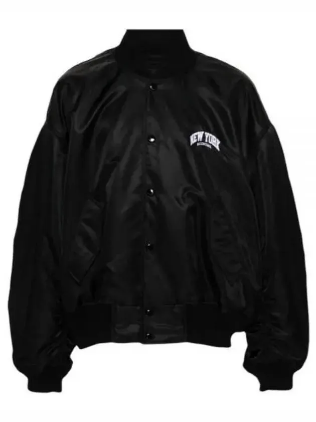 Balenciaga New York Embroidery Bomber Jacket Black