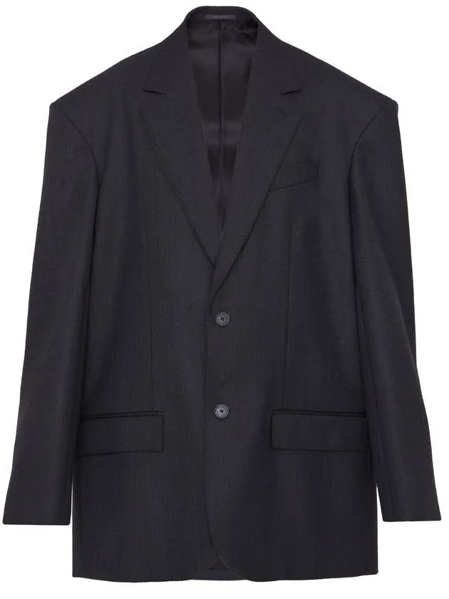 Balenciaga Pinstripe Wool Blazer Jacket Black