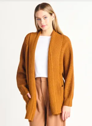 Black Tape Textured Stitch Shawl Cardigan