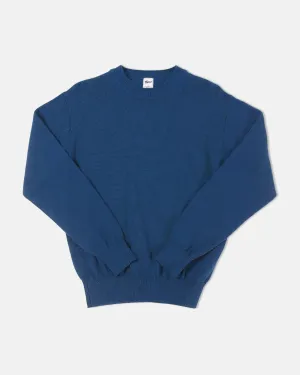 BLUE COTTON CREWNECK SWEATER - TRIM FIT