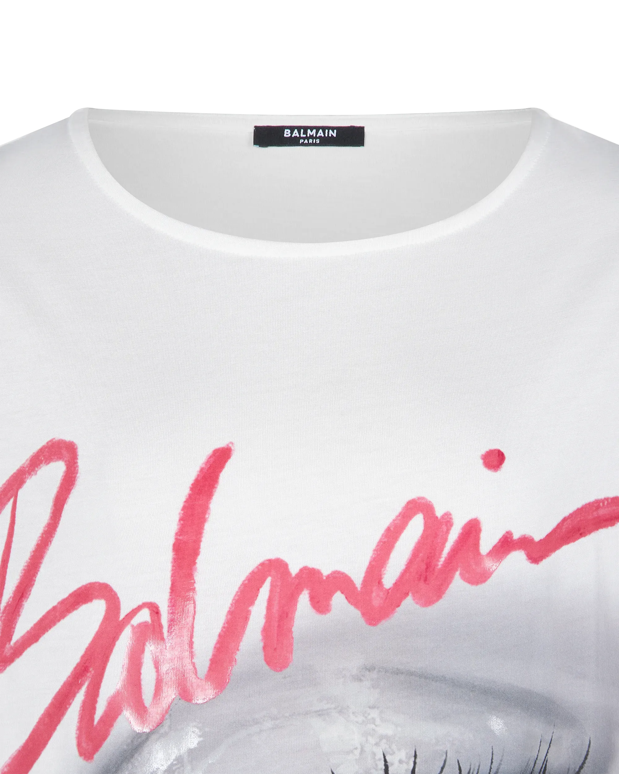 Boatneck Balmain Eye Print T-Shirt