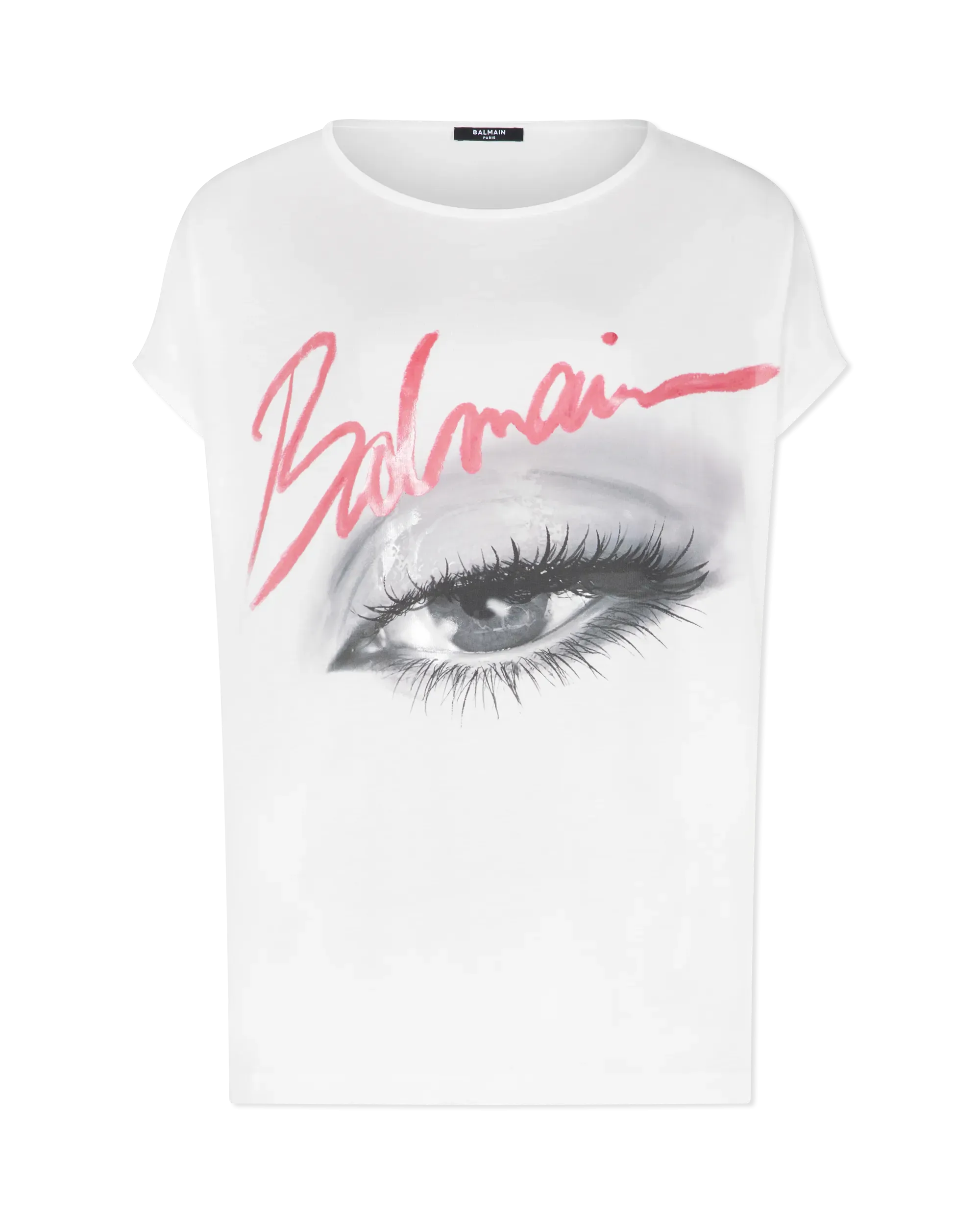 Boatneck Balmain Eye Print T-Shirt