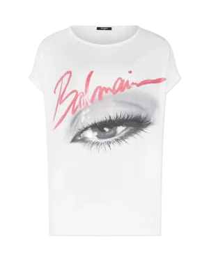 Boatneck Balmain Eye Print T-Shirt