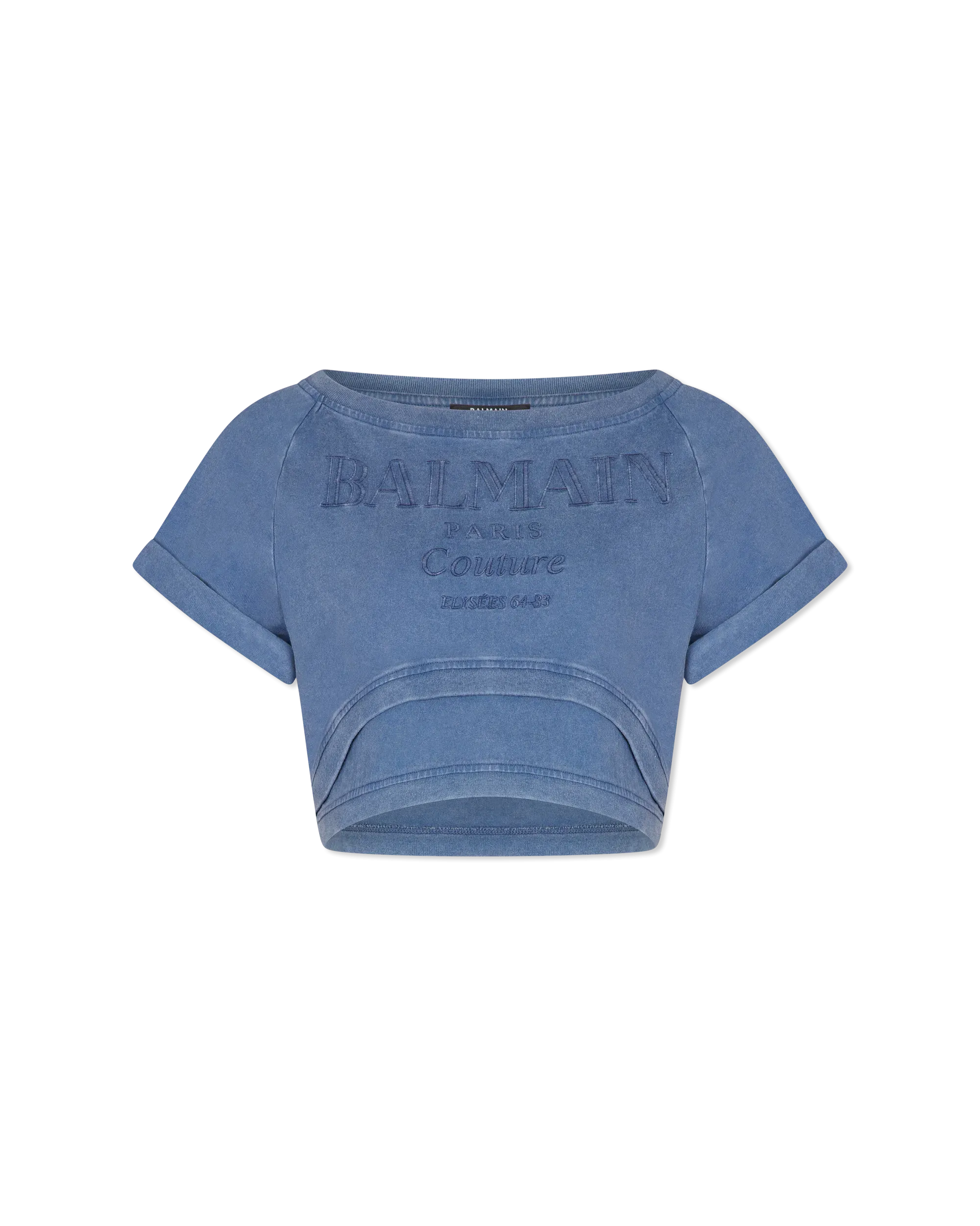 Cropped Balmain Couture Embroidered T-Shirt
