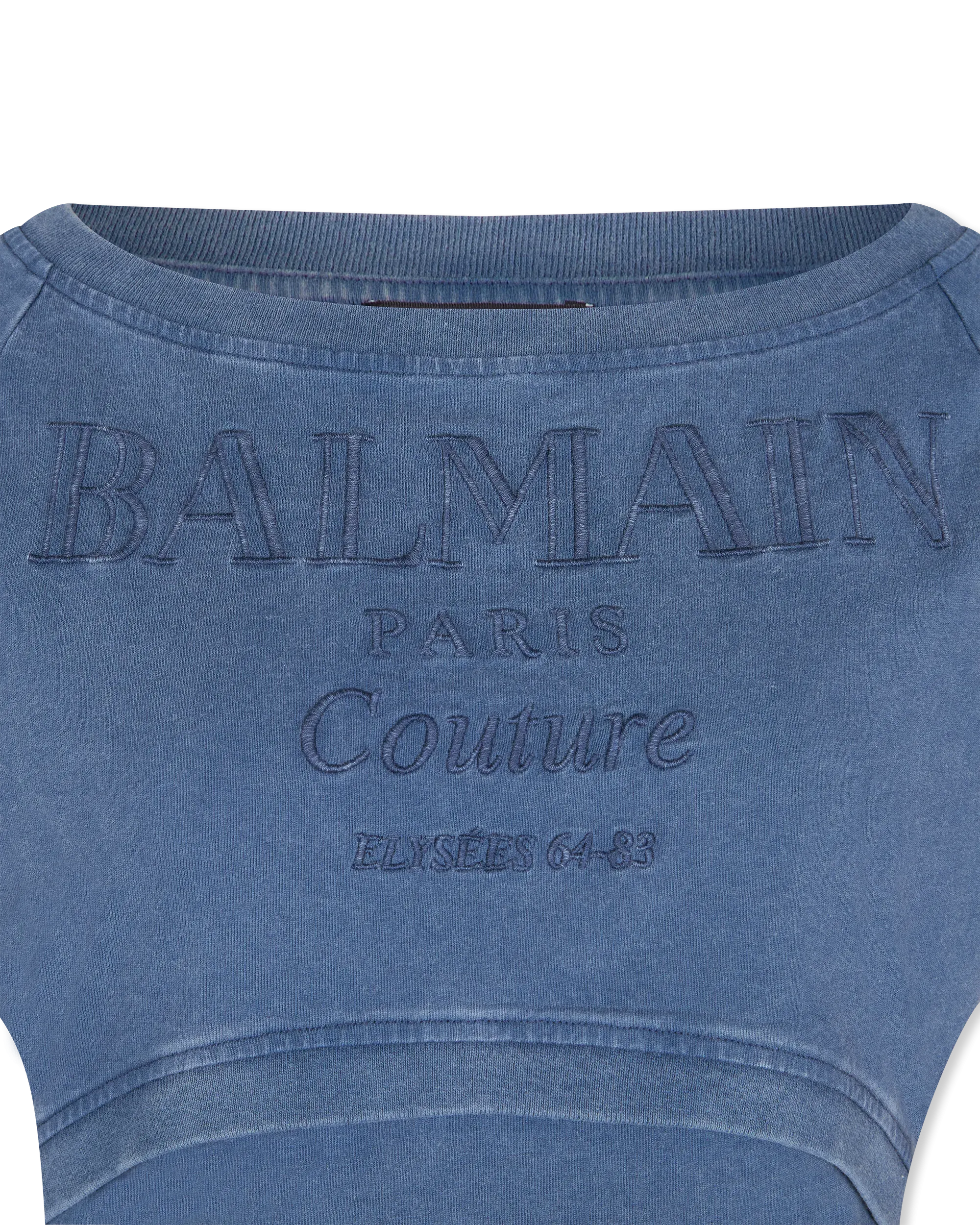 Cropped Balmain Couture Embroidered T-Shirt