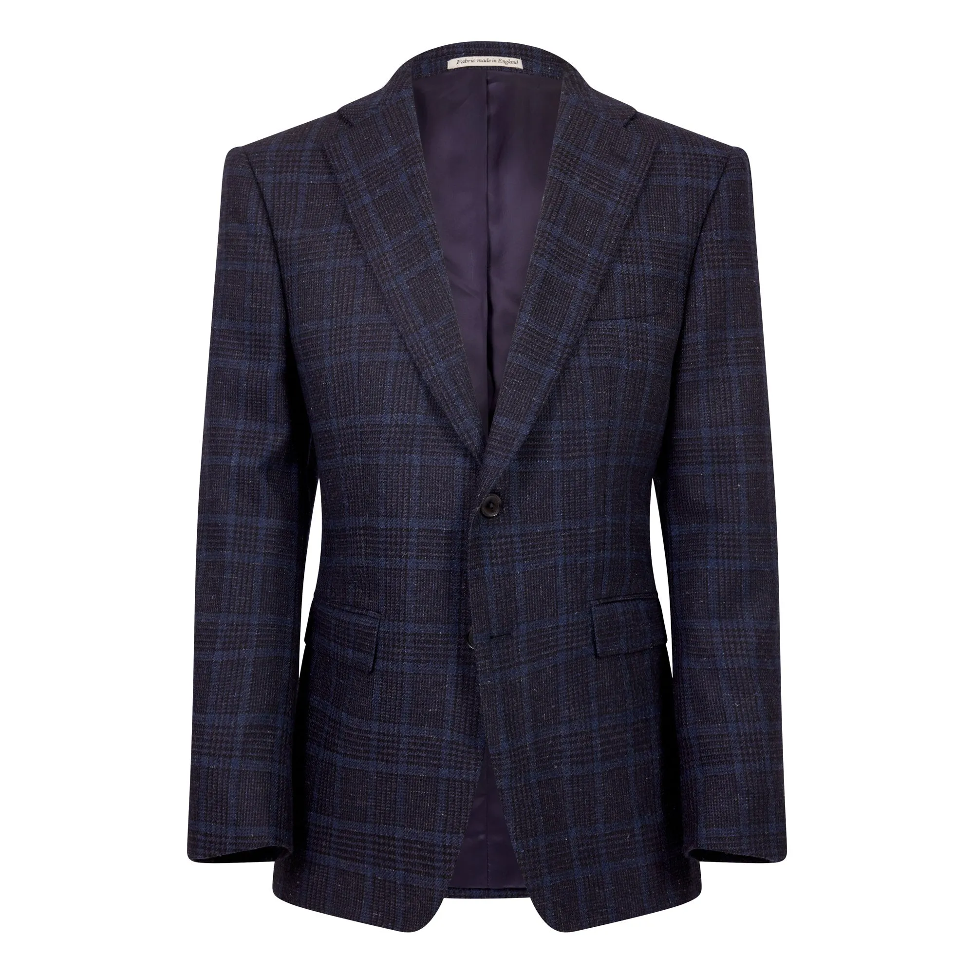 HENRY SARTORIAL DORMEUIL Full Canvas Fancy Check Wool Jacket NAVY LG