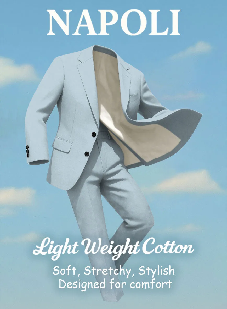 Ice Blue Napoli Stretch Light Weight Cotton Suit