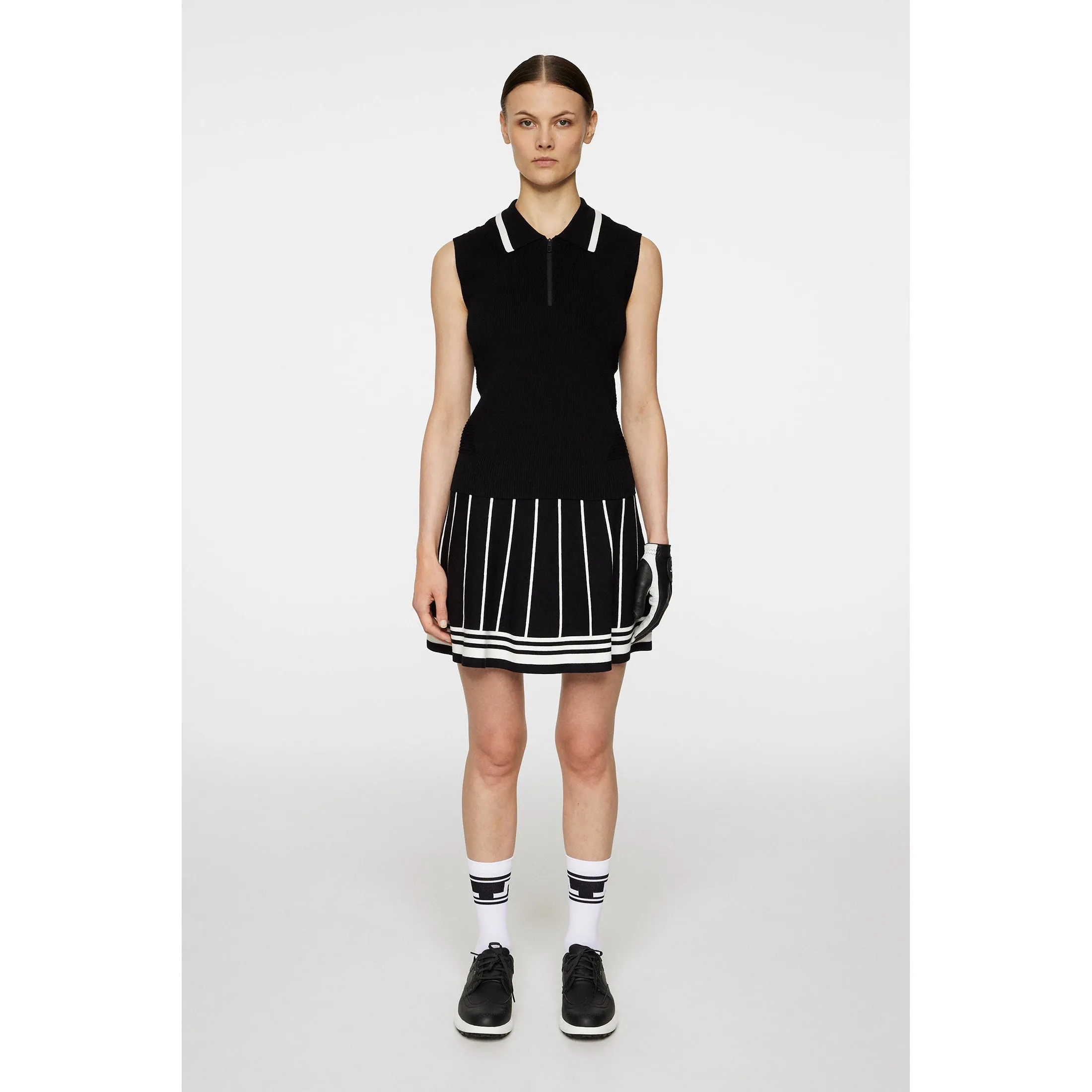 J.Lindeberg Women's Ramona Sleeveless Knitted Golf Polo Shirt - Black