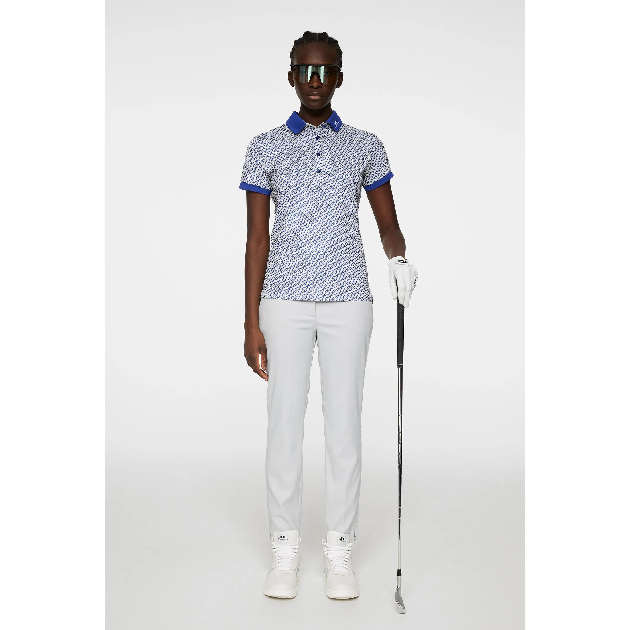 J.Lindeberg Women's Tour Tech Printed Golf Polo Shirt - Tour Geo Moonbeam