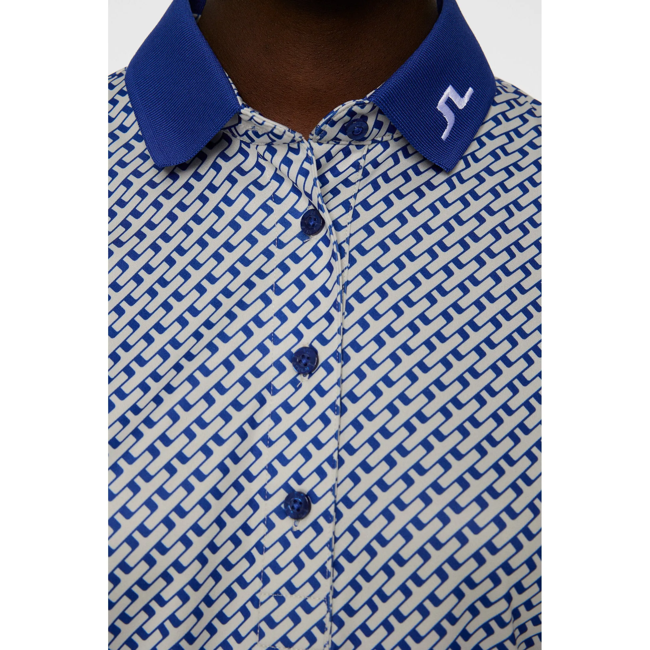 J.Lindeberg Women's Tour Tech Printed Golf Polo Shirt - Tour Geo Moonbeam