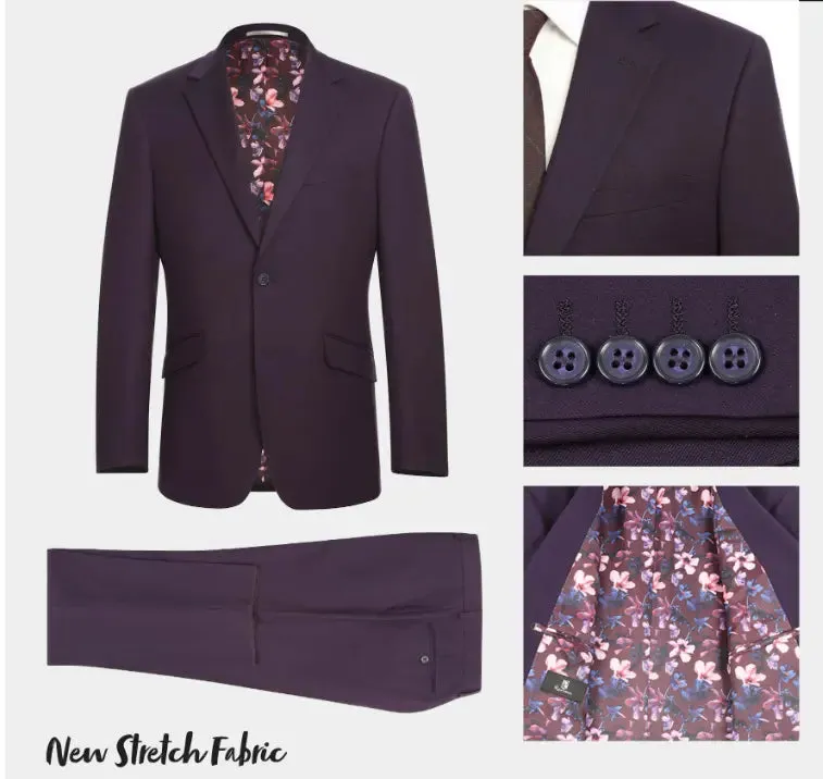 RENOIR | Slim Fit Suit | Eggplant 301-14SL