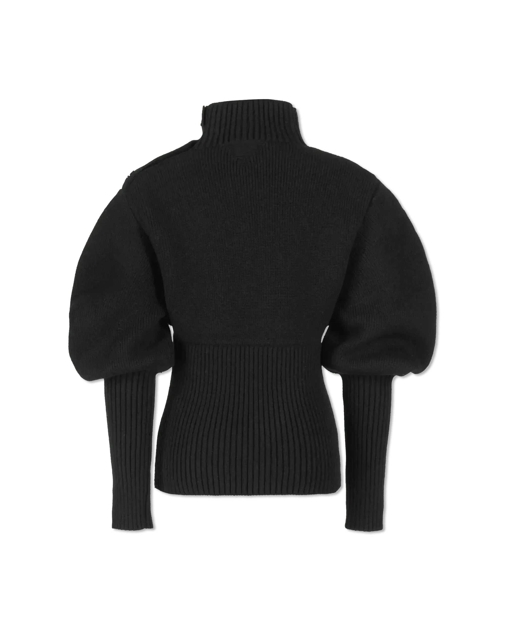 Shetland Double Face Turtleneck Puffed Sleeve Sweater