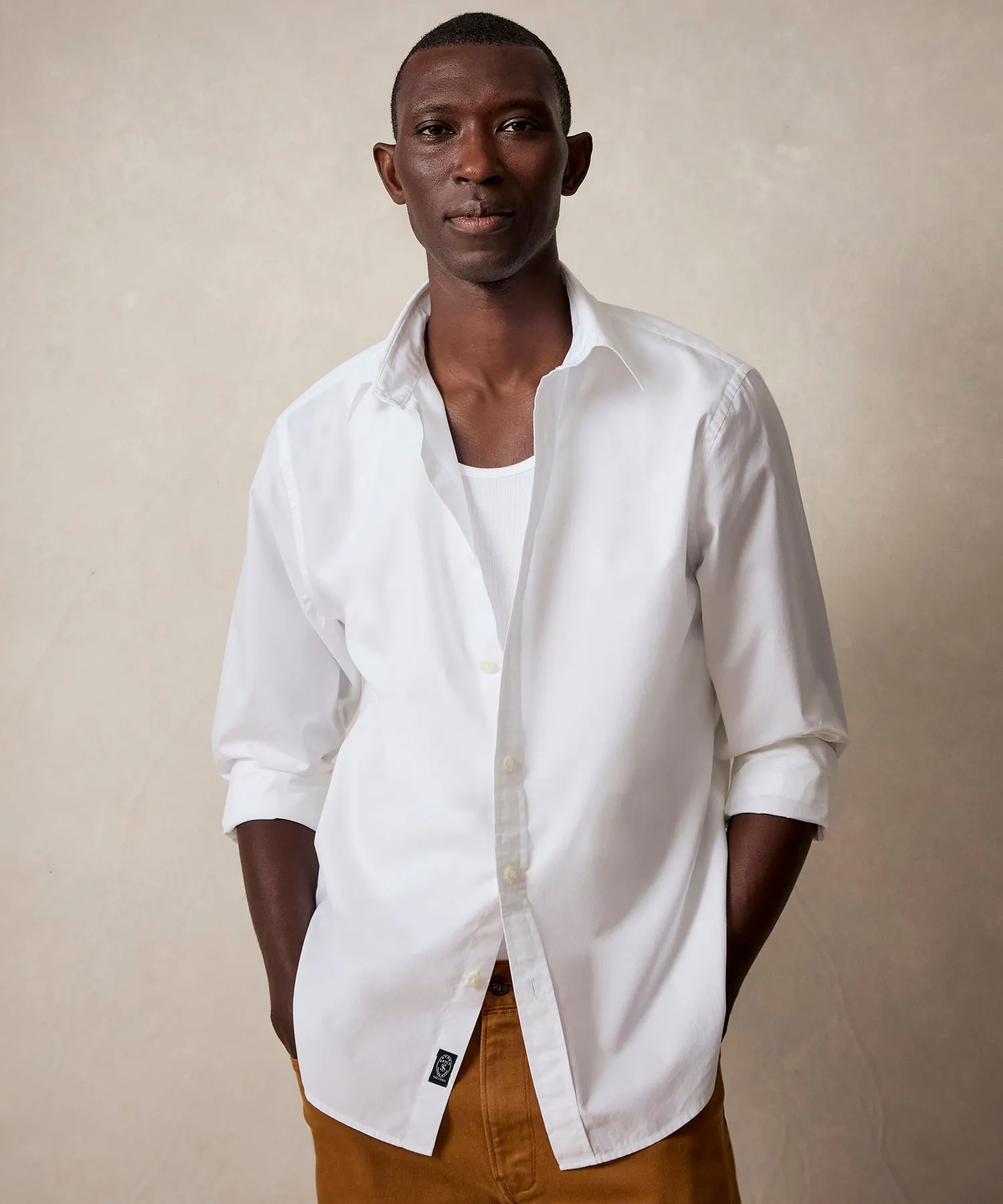 Slim Fit Cotton Poplin Point Collar Shirt