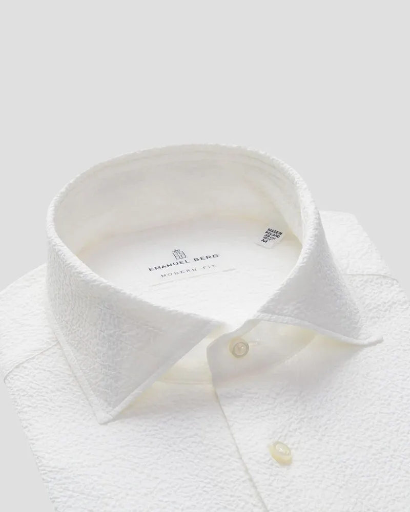 Textured Crinkle Casual Sartorial Shirt - White